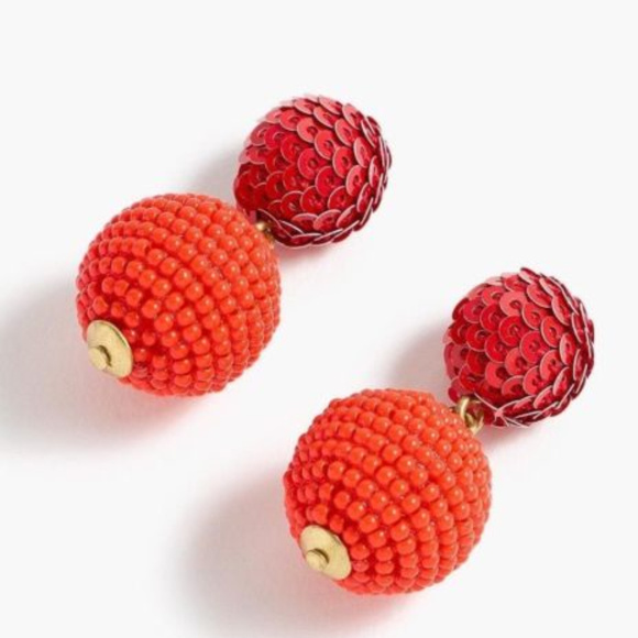 NWT J.Crew Sequin and bead ball-drop fiery sunset - Picture 3 of 4